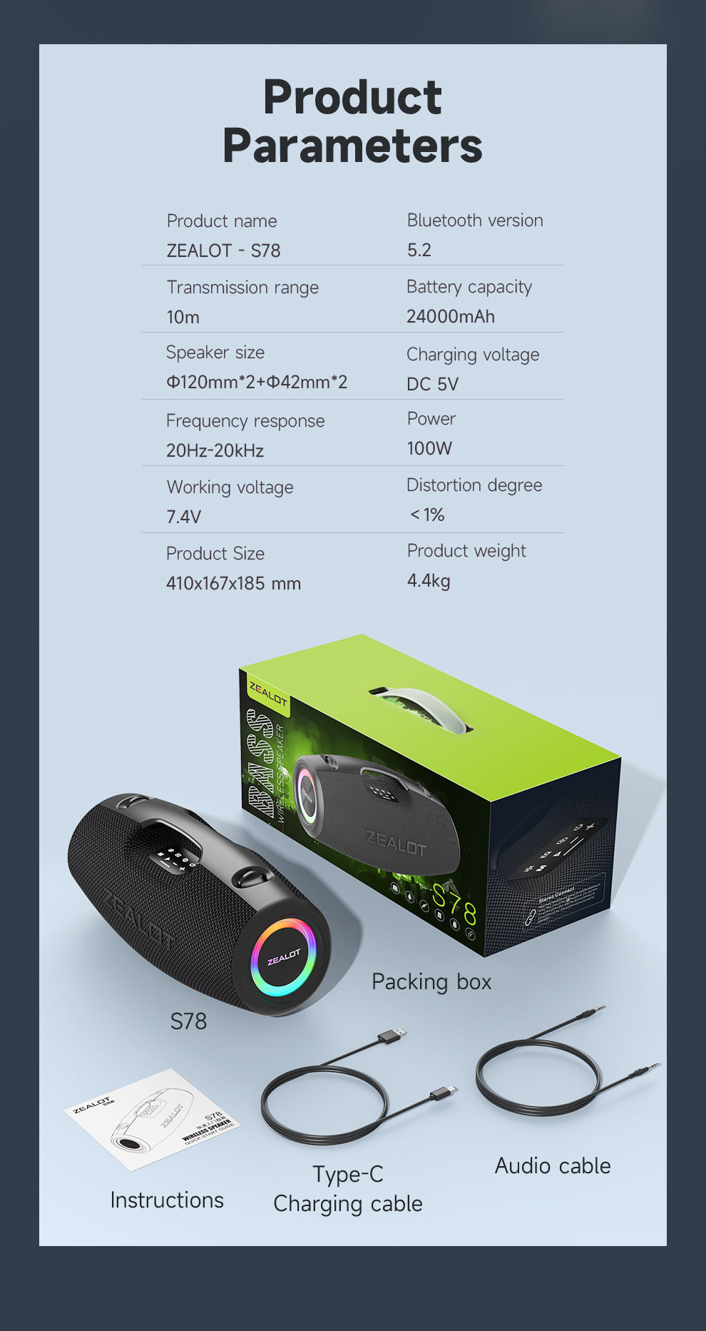 S78 Bluetooth Speaker 120W