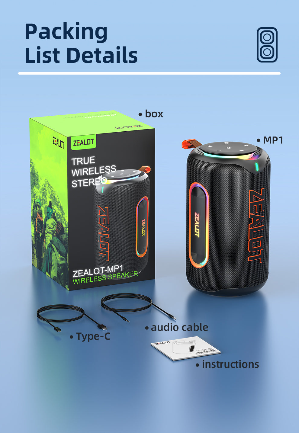 MP1 Portable Bluetooth Speaker 60W