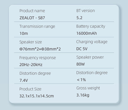 S87 Bluetooth Speaker 80W
