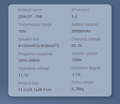 S98 Bluetooth Speaker 160W